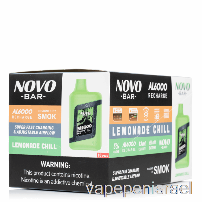 חד פעמי Vape Israel [חבילה 10] Smok Novo Bar Al6000 חד פעמי